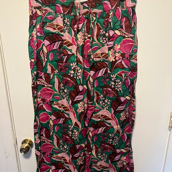 Cynthia Rowley 100% Linen Floral Pants – Green/Pink/Brown – Women’s XL - Picture 2 of 7